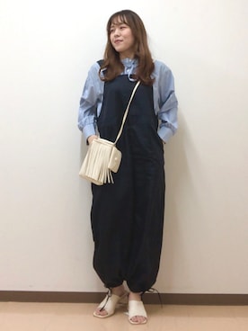 「Green　Parks（グリーンパークス）のアイテム（オールインワン・サロペット）」を使った、Mona🔮さん（レディース・154cm）の春コーディネート