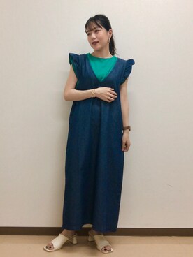 「Green　Parks（グリーンパークス）のアイテム（オールインワン・サロペット）」を使った、Mona🔮さん（レディース・154cm）の夏コーディネート