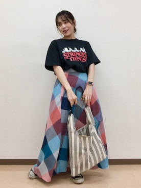 「ごきげんウィーク」｜「アイテム（スカート）」を使った、Mona🔮さん（レディース・154cm）の春コーディネート