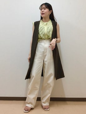 「Green　Parks（グリーンパークス）のドビーワークパンツ（その他パンツ）」を使った、Mona🔮さん（レディース・154cm）の春コーディネート
