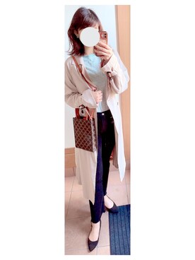 「one after another NICE CLAUP（ワンアフターアナザーナイスクラップ）のアイテム（トレンチコート）」を使った、tomoさん（レディース・157cm）の春コーディネート