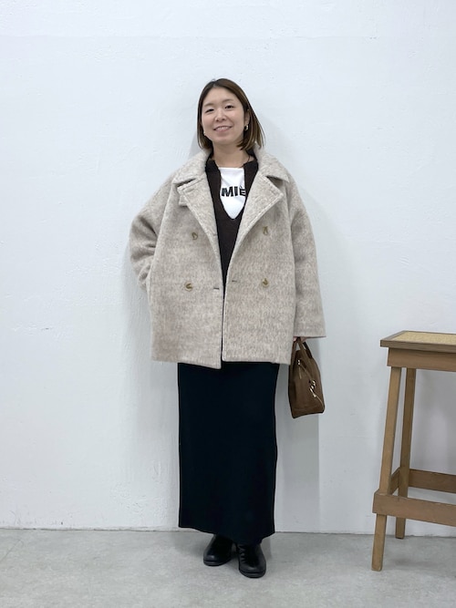 シャギースタンドネックコート/WEB限定