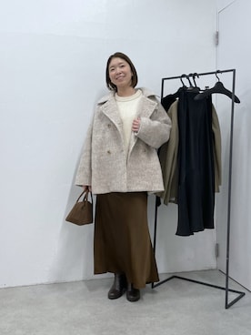 「アイテム（ブローチ/コサージュ）」を使った、IDEchanさん（レディース・161cm）の冬コーディネート