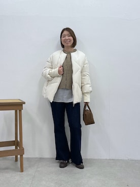 「COLLAGE GALLARDAGALANTE（コラージュガリャルダガランテ）のヤクライクニット/WEB限定カラー展開（ニット/セーター）」を使った、IDEchanさん（レディース・161cm）の秋コーディネート