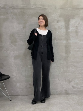 「アイテム（サロペット/オーバーオール）」を使った、IDEchanさん（レディース・161cm）の冬コーディネート