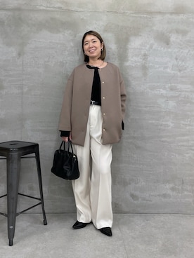 「アイテム（その他アウター、ブラウン系）」を使った、IDEchanさん（レディース・161cm）の秋コーディネート