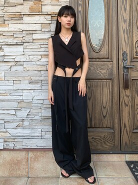 「ADER error（アーダーエラー）のアイテム（パンツ）」を使った、さらゆにこーんさん（レディース・162cm）の夏コーディネート