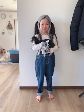 「SMITH'S（スミス）のアイテム（サロペット/オーバーオール）」を使った、me.さん（キッズ・110cm）の冬コーディネート