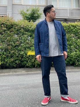 「SVEC（シュベック）のアイテム（スリッポン）」を使った、gunken5さん（メンズ・171cm）の夏コーディネート