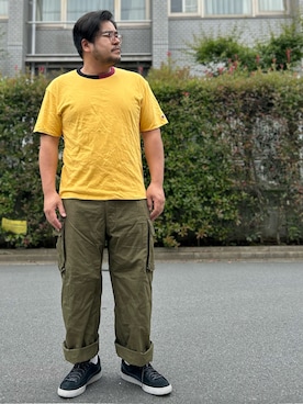 「リバーシブル」｜「アイテム（カーゴパンツ）」を使った、gunken5さん（メンズ・171cm）の夏コーディネート