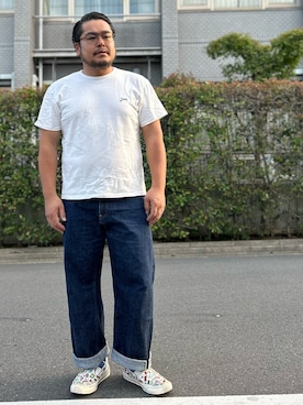 「Pherrow's（フェローズ）のアイテム（Tシャツ/カットソー）」を使った、gunken5さん（メンズ・171cm）の夏コーディネート
