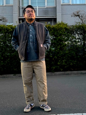 「HOUSTON（ヒューストン）のアイテム」を使った、gunken5さん（メンズ・171cm）の春コーディネート