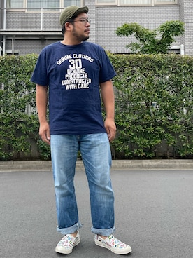 「アイテム（スリッポン、ホワイト系）」を使った、gunken5さん（メンズ・171cm）の夏コーディネート