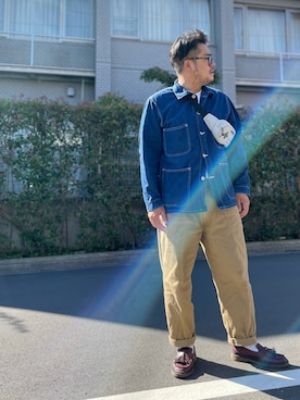 「Pherrow's（フェローズ）のアイテム（チノパンツ）」を使った、gunken5さん（メンズ・171cm）の秋コーディネート