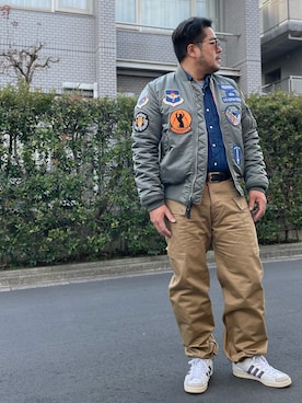 「Wrangler」｜「アイテム（MA-1）」を使った、gunken5さん（メンズ・171cm）の冬コーディネート