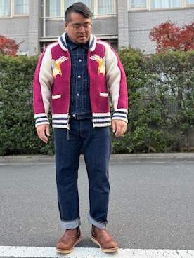 「アイテム（デニムジャケット）」を使った、gunken5さん（メンズ・171cm）の冬コーディネート