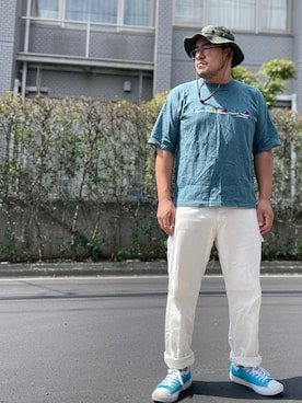 「CONVERSE（コンバース）のアイテム（Tシャツ/カットソー）」を使った、gunken5さん（メンズ・171cm）の夏コーディネート