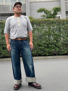 「Pherrow's（フェローズ）のアイテム（シューズ）」を使った、gunken5さん（メンズ・171cm）の夏コーディネート
