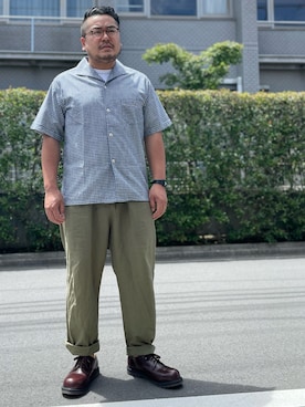 「Pherrow's（フェローズ）のアイテム（シューズ）」を使った、gunken5さん（メンズ・171cm）の夏コーディネート