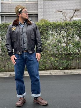 「Pherrow's（フェローズ）のアイテム（ベスト）」を使った、gunken5さん（メンズ・171cm）の冬コーディネート