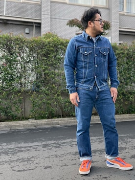 「PUMA」｜「アイテム（デニムジャケット）」を使った、gunken5さん（メンズ・171cm）の秋コーディネート
