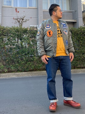 「DIFFEDUCATION（ディフデュ　ケーション）のアイテム（シューズ）」を使った、gunken5さん（メンズ・171cm）の冬コーディネート