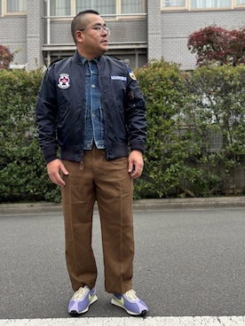 「アイテム（ミリタリージャケット）」を使った、gunken5さん（メンズ・171cm・40代）の冬コーディネート