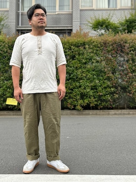 「Pherrow's（フェローズ）のアイテム（Tシャツ/カットソー）」を使った、gunken5さん（メンズ・171cm）の夏コーディネート