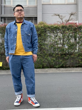 「リバーシブル」｜「アイテム（デニムジャケット）」を使った、gunken5さん（メンズ・171cm）の春コーディネート