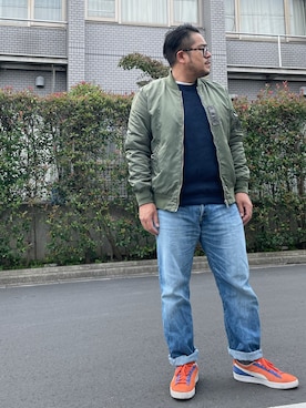 「alpha」｜「アイテム（ブルゾン）」を使った、gunken5さん（メンズ・171cm）の秋コーディネート