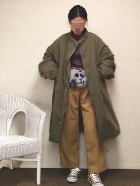 「WEGO（ウィゴー）のアイテム（モッズコート）」を使った、kanae¨̮⑅さん（レディース・166cm）の冬コーディネート