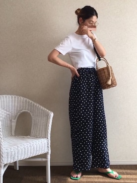 「MARCHER（マルシェ）のアイテム」を使った、kanae¨̮⑅さん（レディース・166cm）の夏コーディネート