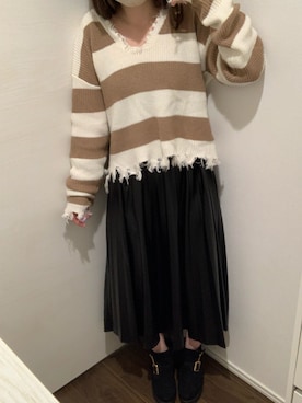 「Vネック」｜ことみんさん（レディース・147cm）の冬コーディネート