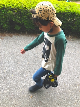 「Mini Rodini（ミニロディーニ）のアイテム（キャップ）」を使った、○＊CHAR＊○さん（キッズ・100cm）の春コーディネート