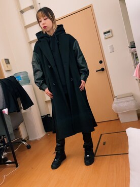 「GU（ジーユー）のアイテム（パーカー、ブラック系）」を使った、えみぽこさん（レディース・167cm）の夏コーディネート
