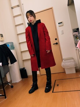 「GU（ジーユー）のアイテム（パーカー、ブラック系）」を使った、えみぽこさん（レディース・167cm）の夏コーディネート