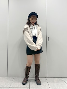 「one after another NICE CLAUP（ワンアフターアナザーナイスクラップ）のアイテム（ハンチング/ベレー帽）」を使った、EGAさん（レディース・159cm）の秋コーディネート