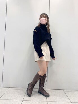 「one after another NICE CLAUP（ワンアフターアナザーナイスクラップ）の美シルエットなシンプルスカパン（その他パンツ）」を使った、EGAさん（レディース・159cm）の冬コーディネート