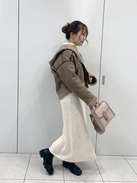 「one after another NICE CLAUP（ワンアフターアナザーナイスクラップ）のアイテム（その他アウター）」を使った、EGAさん（レディース・159cm）の冬コーディネート