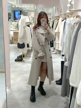 「one after another NICE CLAUP（ワンアフターアナザーナイスクラップ）のアイテム（トレンチコート）」を使った、EGAさん（レディース・159cm）の冬コーディネート