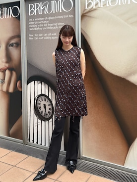 「レイヤードスタイル」｜「アイテム（ワンピース/ドレス）」を使った、Mireyさん（レディース・173cm）の秋コーディネート