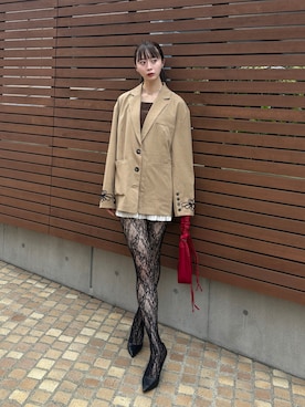 「アイテム（テーラードジャケット）」を使った、Mireyさん（レディース・173cm）の秋コーディネート