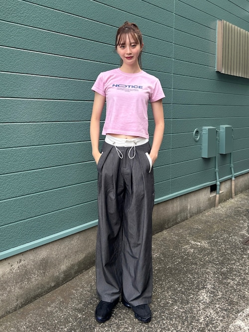 Drawstring Striped Wide Pants / ドロストストライプワイドパンツ 