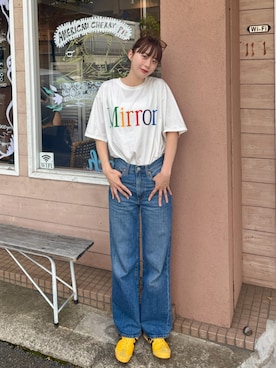 「MIRROR STOKE（ミラーストーク）の【ZOZO限定】PHOTO/LOGO TSHIRT（Tシャツ/カットソー）」を使った、Mireyさん（レディース・173cm・20代）の夏コーディネート