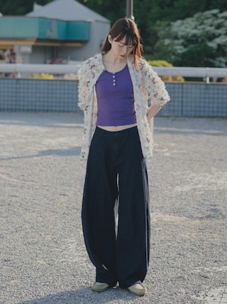 「common gull products.(コモンガルプロダクツ)のひとえふたえパックタンク(タンクトップ)」を使った、Mireyさん(レディース・173cm)の夏コーディネート