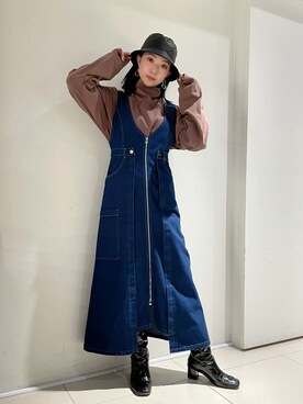 「ISAMU KATAYAMA BACKLASH（イサムカタヤマバックラッシュ）のアイテム（帽子）」を使った、yurina katsuraさん（レディース・165cm）の冬コーディネート