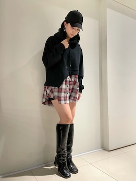 「ADDICT NOIR（アディクトノアー）のアイテム」を使った、yurina katsuraさん（レディース・165cm）の冬コーディネート