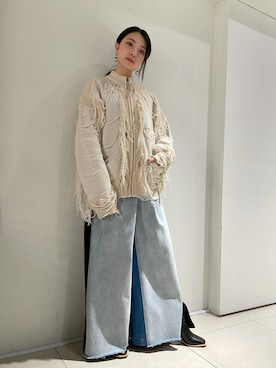 「AULA AILA（アウラアイラ）のAULA AILA/アウラ アイラ/COMBINATION DENIM PANTS（デニムパンツ）」を使った、yurina katsuraさん（レディース・165cm）の冬コーディネート
