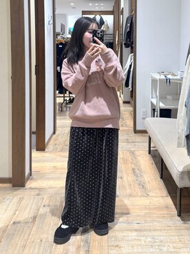 「GLOBAL WORK（グローバルワーク）のグリッターベロアＩラインスカート/593330（スカート、ブラウン系）」を使った、shizuruさん（レディース・149cm）の冬コーディネート