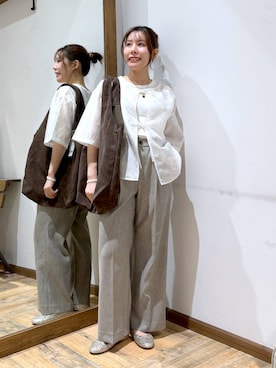 「GLOBAL WORK（グローバルワーク）のらくっション撥水バレエ/135873（バレエシューズ）」を使った、shizuruさん（レディース・149cm・20代）の夏コーディネート